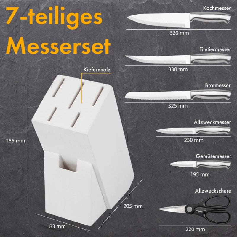 classbach messenblokset C-MBS 4018, 7-delig, wit, roestvrijstaal